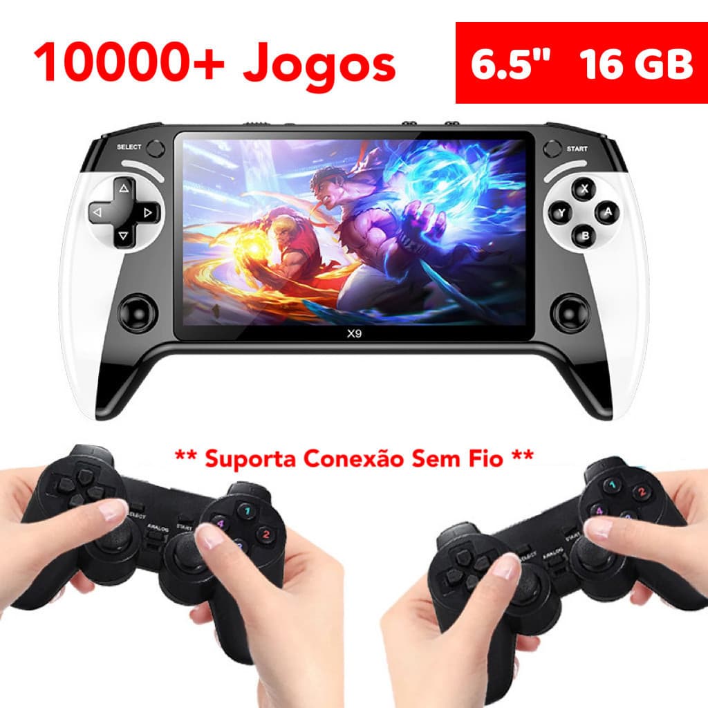 Video Game Console Portátil 16GB 10000 Jogos Retrô 6.5 Polegadas Display de Alta Definição