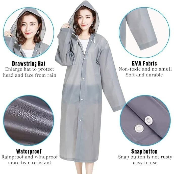 Capa Protetora De Chuva Unissex Reutilizável Resistente Com Capuz P