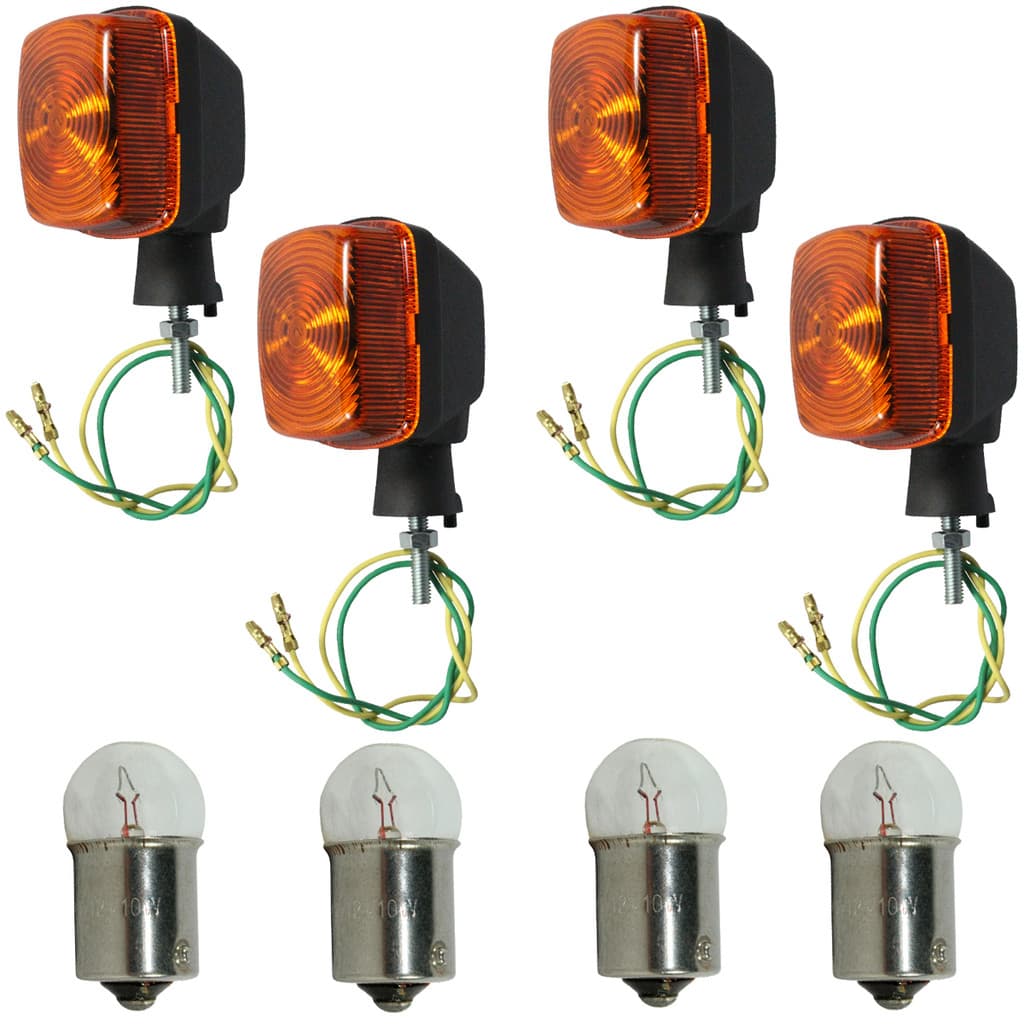 Kit 4 pisca seta dianteiro e traseiro YBR125 XTZ125 2000 a 2008 laranja com lâmpada