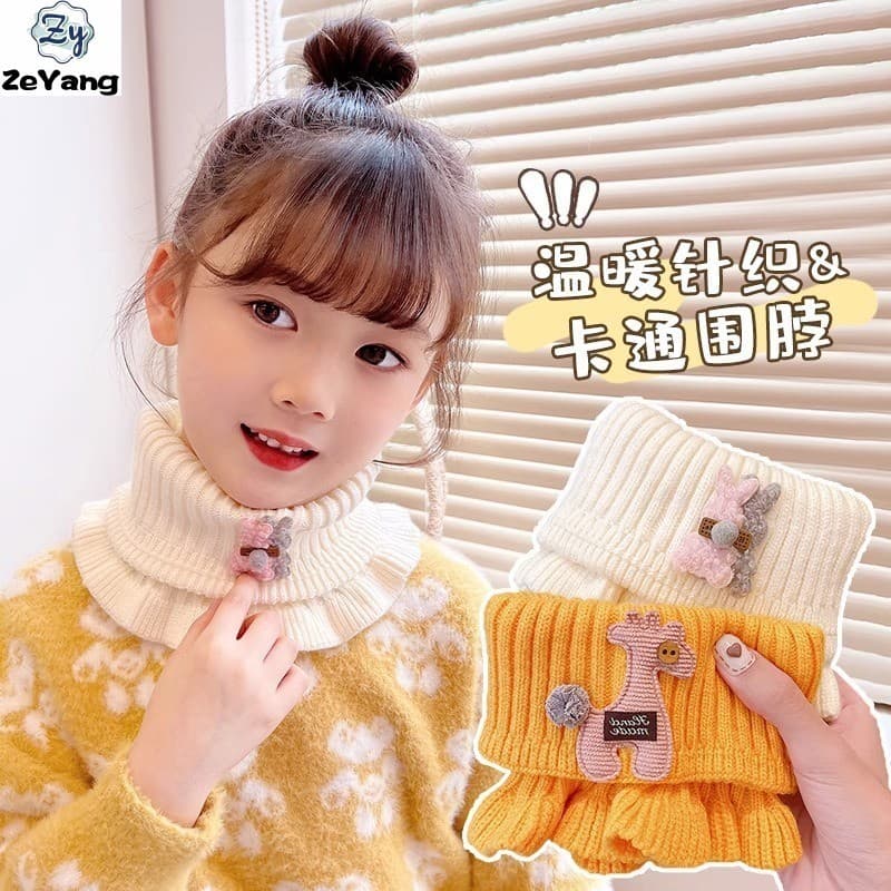 [ZY] Cachecol de malha para crianças de 1 a 8 anos, renda, gola falsa, gola quente, outono inverno, gola combinada, baba