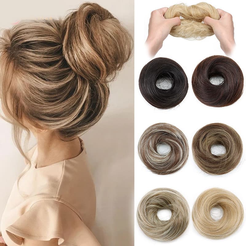 Coques De Cabelo Bagunçados Sintéticos Updo Chignon Com Extensão Elástico Para Mulheres Acessórios Preguiçosos Diários