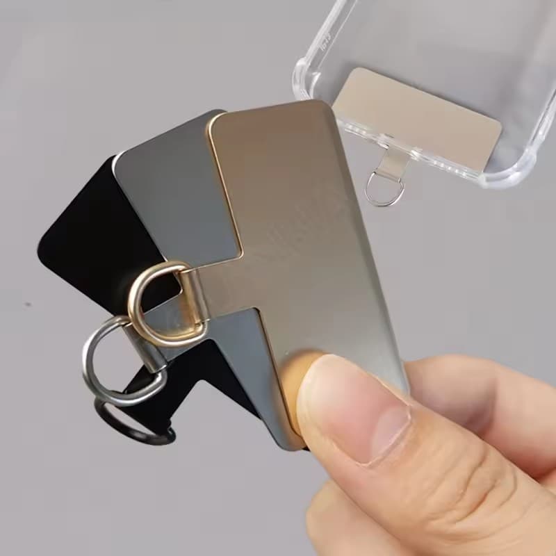 Aba Universal para Cordão de Telefone com Anel de Metal e Aço Inoxidável, Anti-Perda e Almofada Aderente