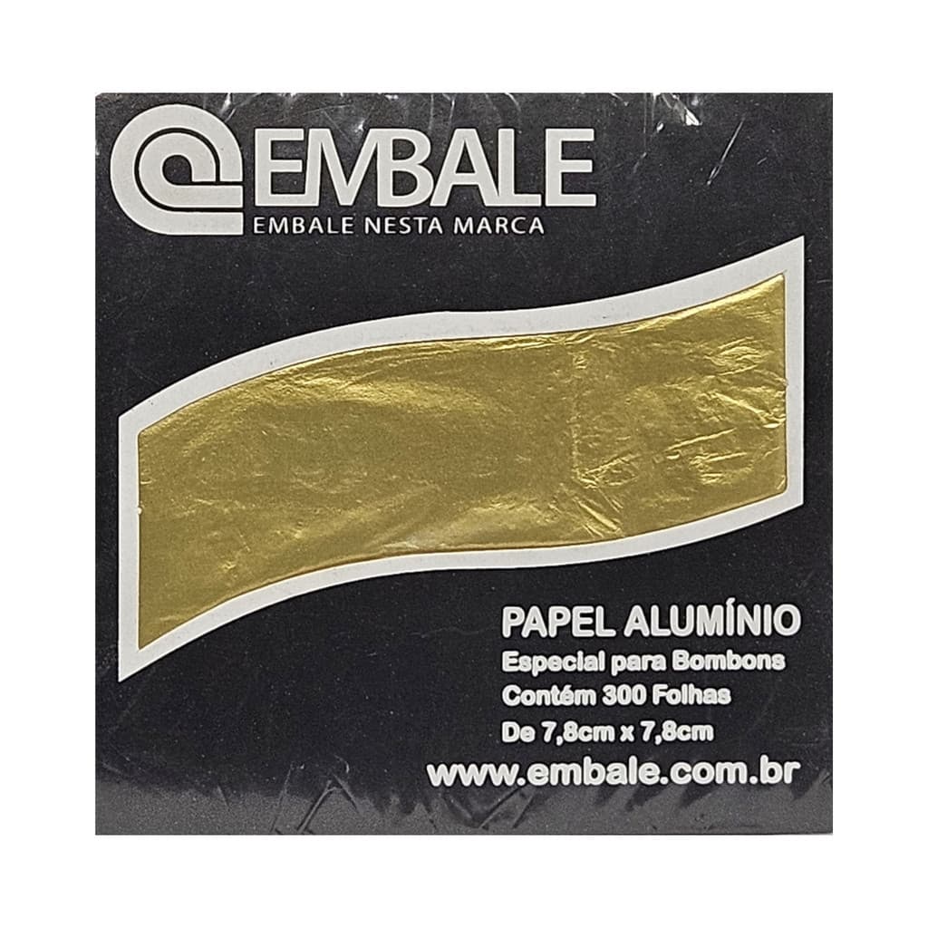 Papel chumbo 7,8x7,8cm para mini bombom 300fls ouro velho embale