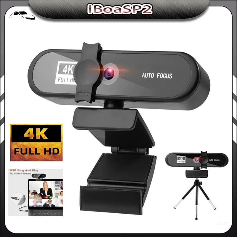 4K Webcam Mini Câmera 2K Full HD Com Microfone Autofoucus Web Para PC Computador Portátil Online