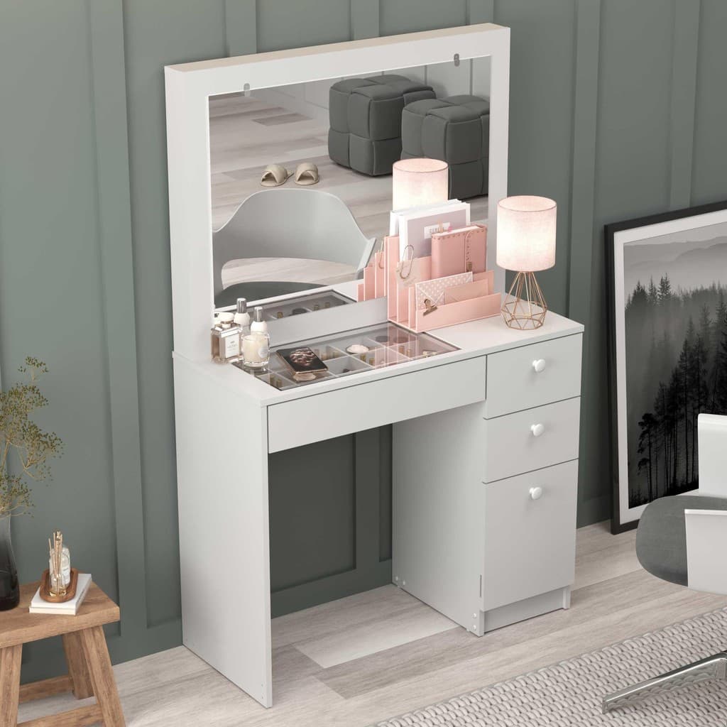 Penteadeira Ditália 4 Gavetas c/tampo de vidro PE-120