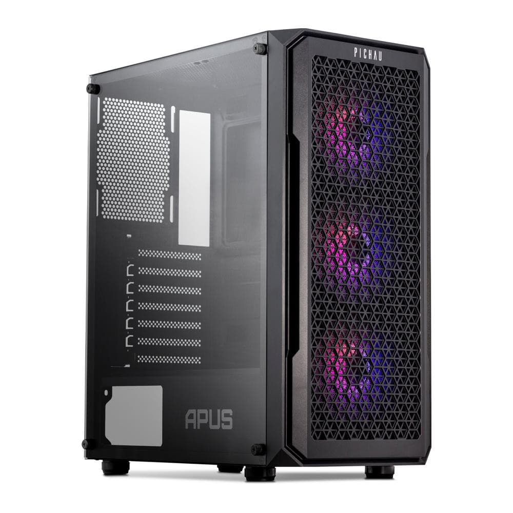Gabinete Gamer Pichau Apus RGB, Mid-Tower, Lateral de Vidro Temperado, 3 Fans, Preto, PG-APS-RGB01