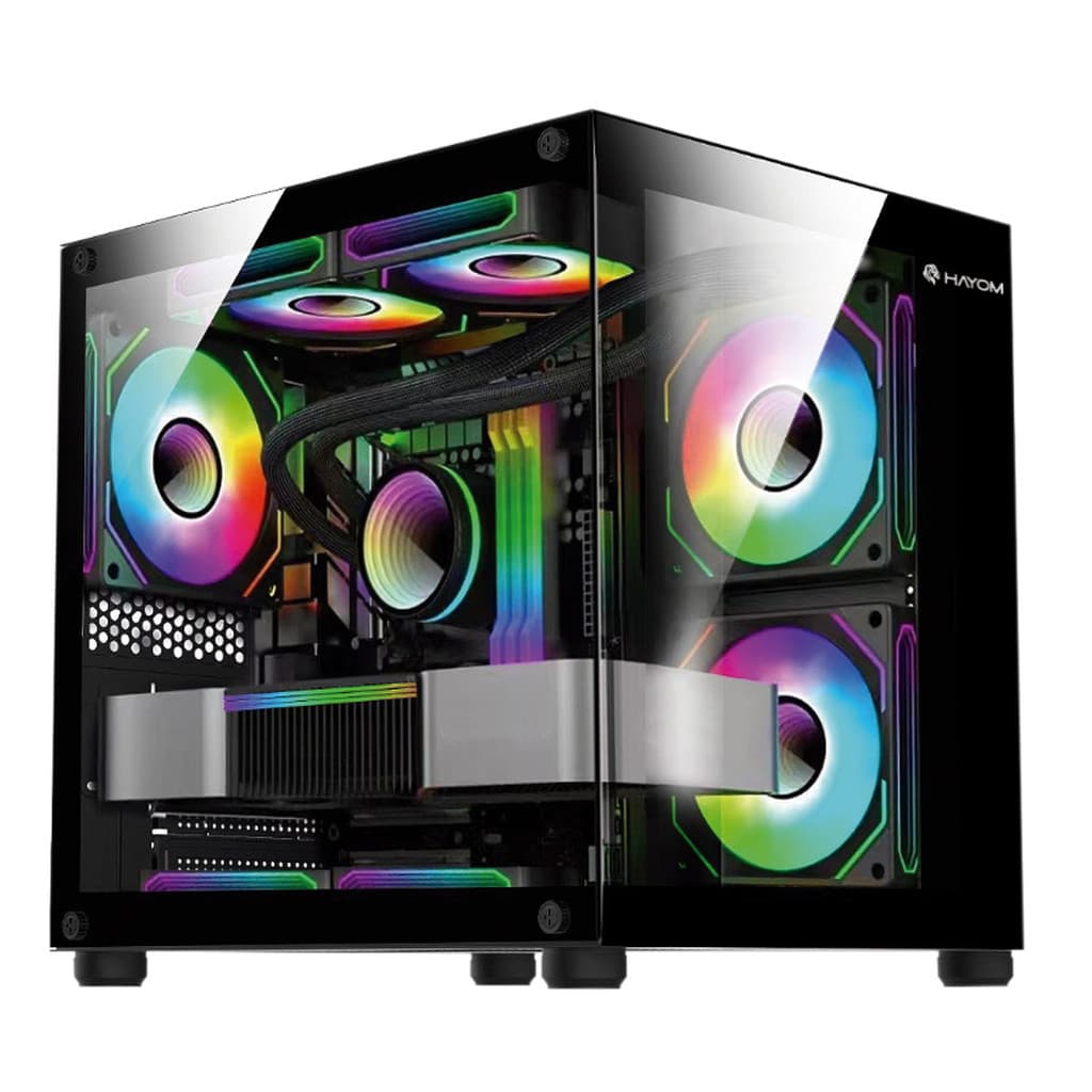 Gabinete Gamer Hayom GB1796 com 4 Fans RGB com Vidro Preto