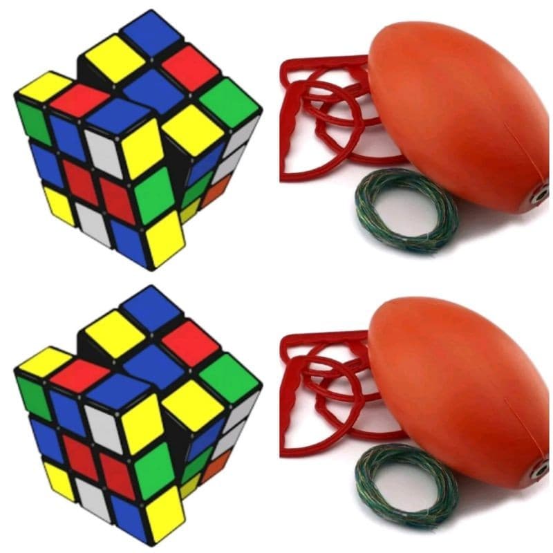 KIT 2 BRINQUEDOS SENDO 1 UNIDADE CUBO MAGICO 5 CM +VAI E VEM GRANDE PUZZLE BRINQUEDO