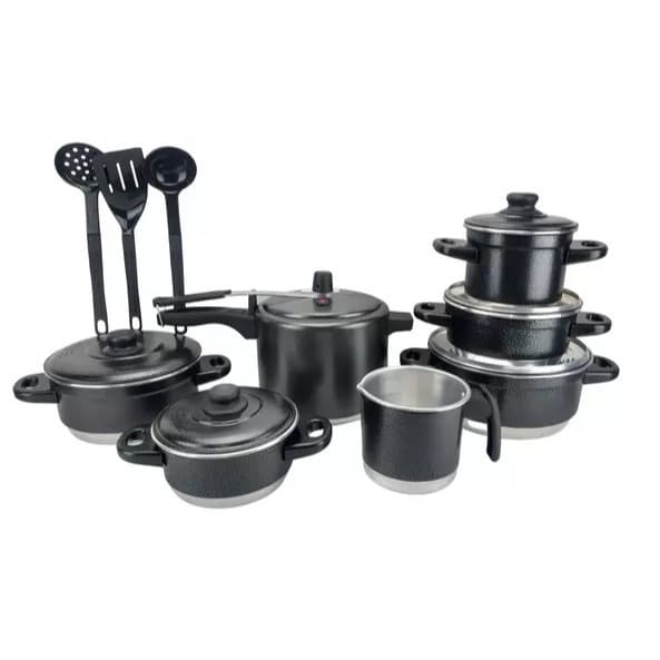 Kit 10 Peças Jogo de Panelas Craqueado Com Panela de Pressão Caneco Leiteira