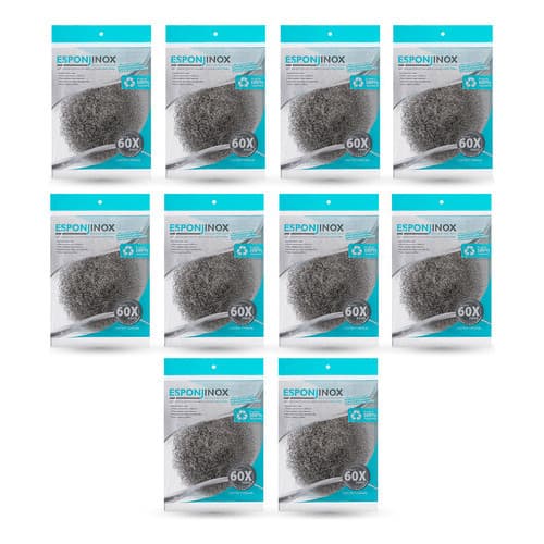 Kit Com 10 Esponjas Multiuso P Aço Inox Gourmet Mix