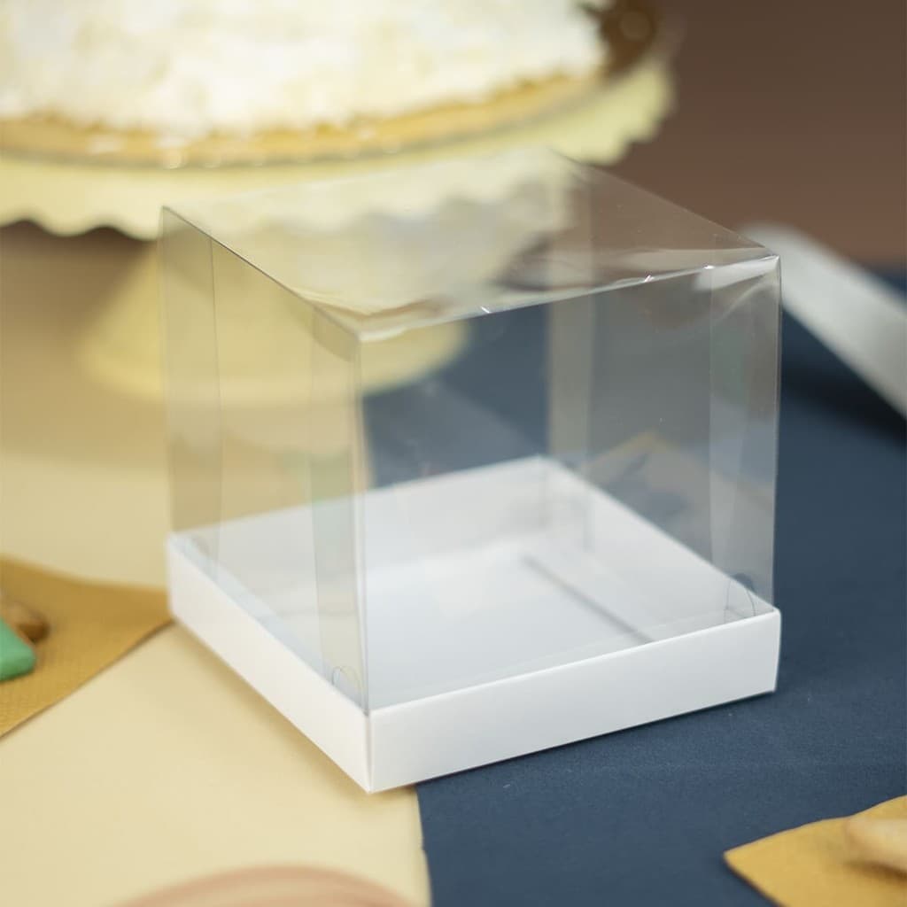 10 Caixas de Acetato Transparente 10x10x10 | Para Panetone, Caneca, Mini Bolo e Lembrancinhas | Branca