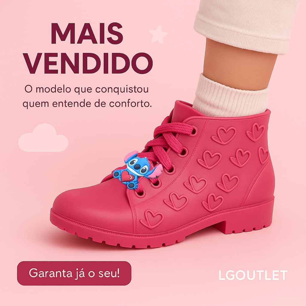 Botinha Infantil Menina Coturno Estilo Personagem Colorida e Confortavel Promocao