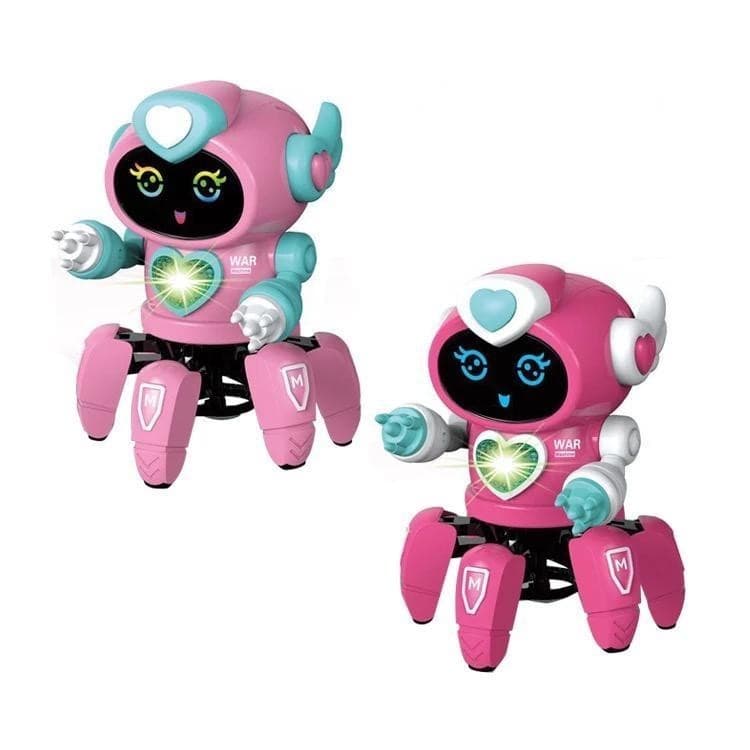 Robô Cyber Aranha Rosa Dançarina para Menina - Luzes 3D, Sons e Movimento de Mãos