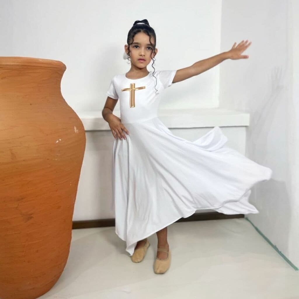 Vestido de Dança Coreografia Infantil CRUZ DOURADA