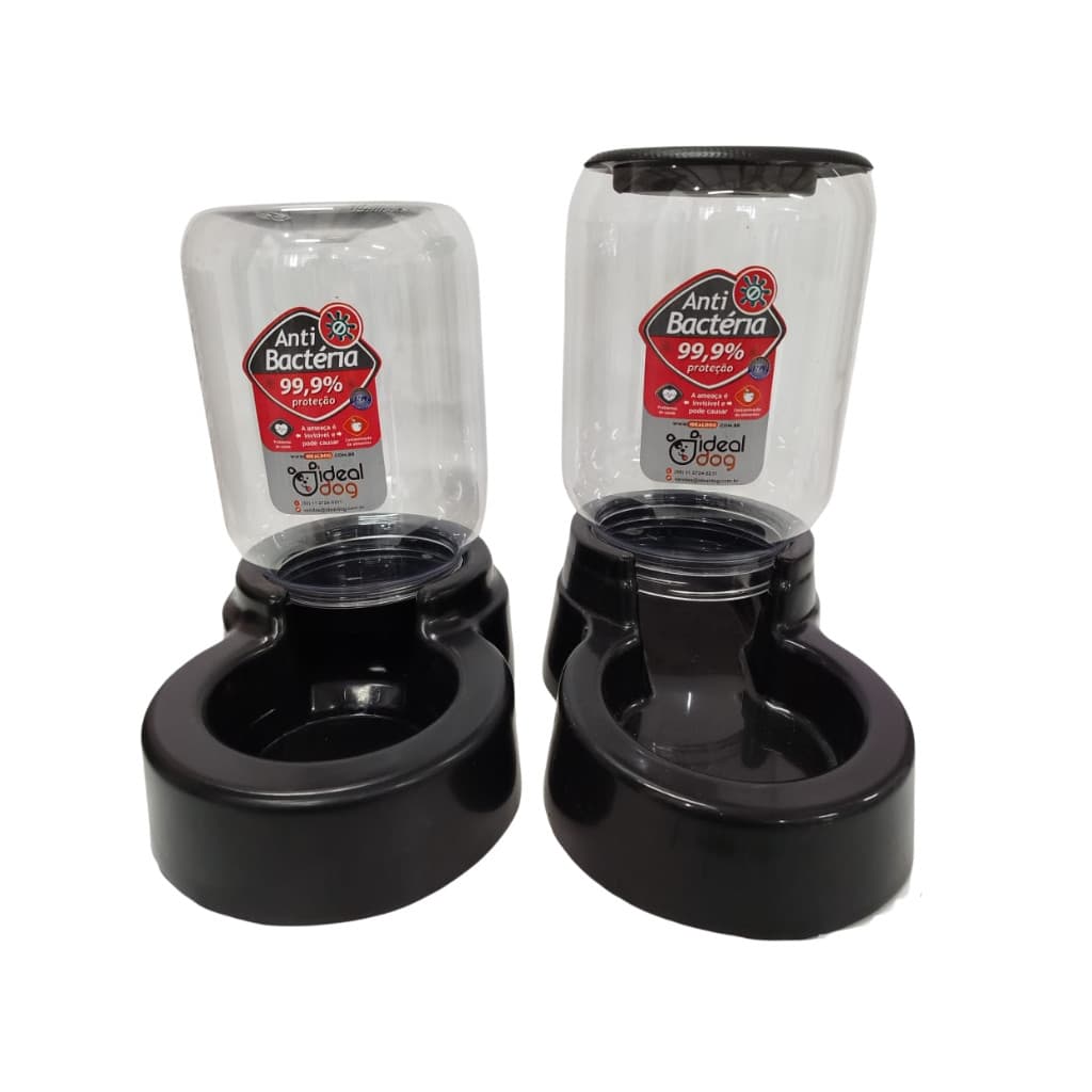 Kit Comedouro e Bebedouro para Cães e Gatos Automático Refil 3 Litros - Ideal Dog