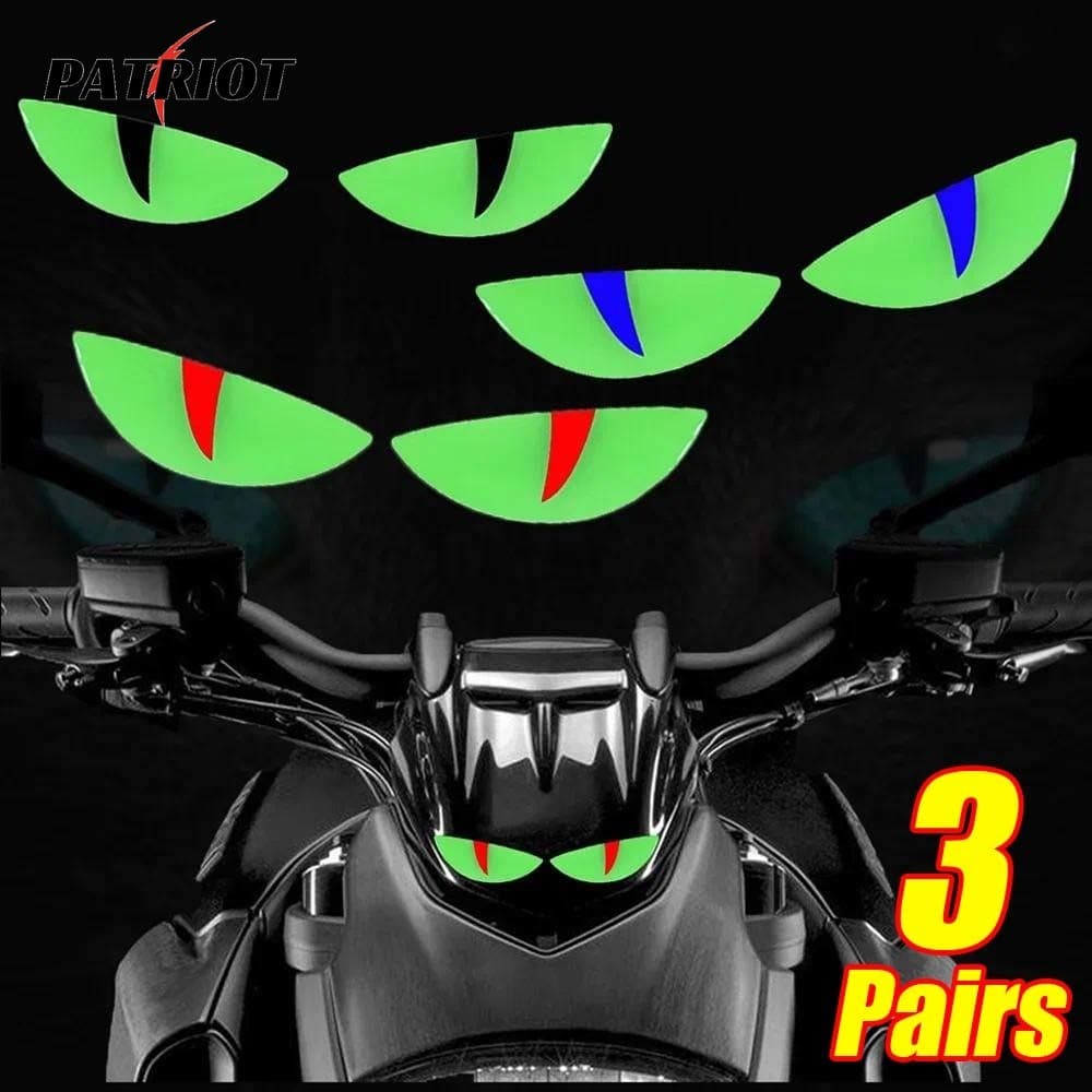 [PATRIO] 1/2/3 Pares De Adesivos Para Faróis De Motocicleta , Olhos De Gato , Reflexão Noturna Irritada , Decorar Capace
