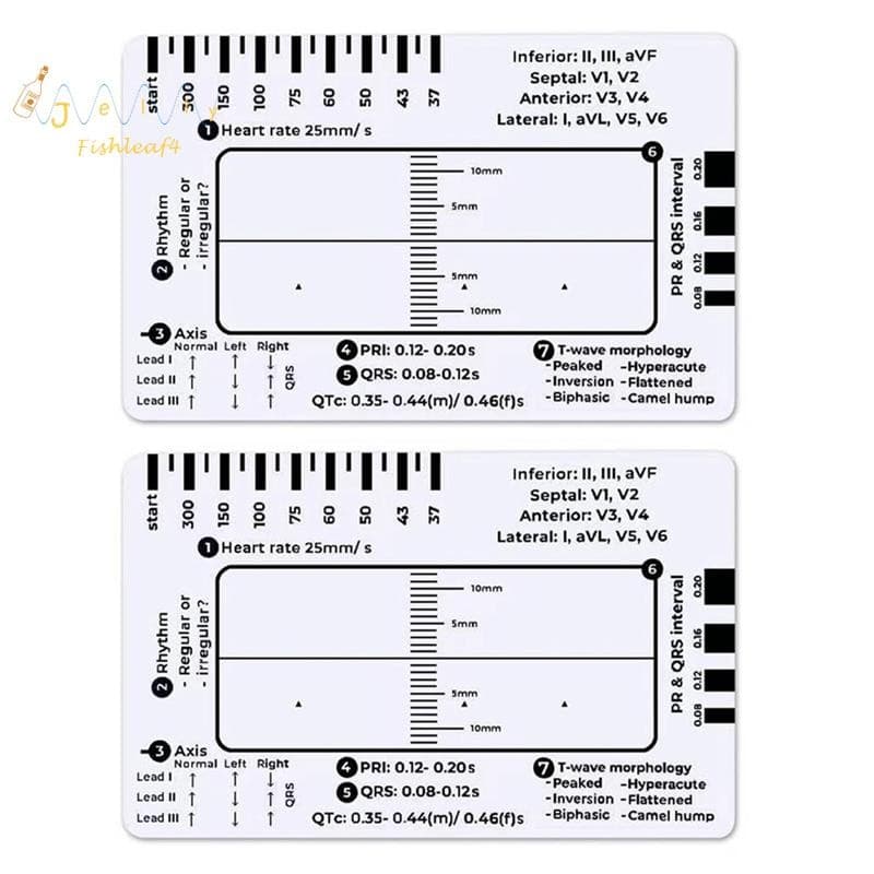 Régua De 7 Passos ECG , 2 Peças , Eg Para Interpretação/EKG , Guia De Referência , Ferramenta De Medição De Pinças
