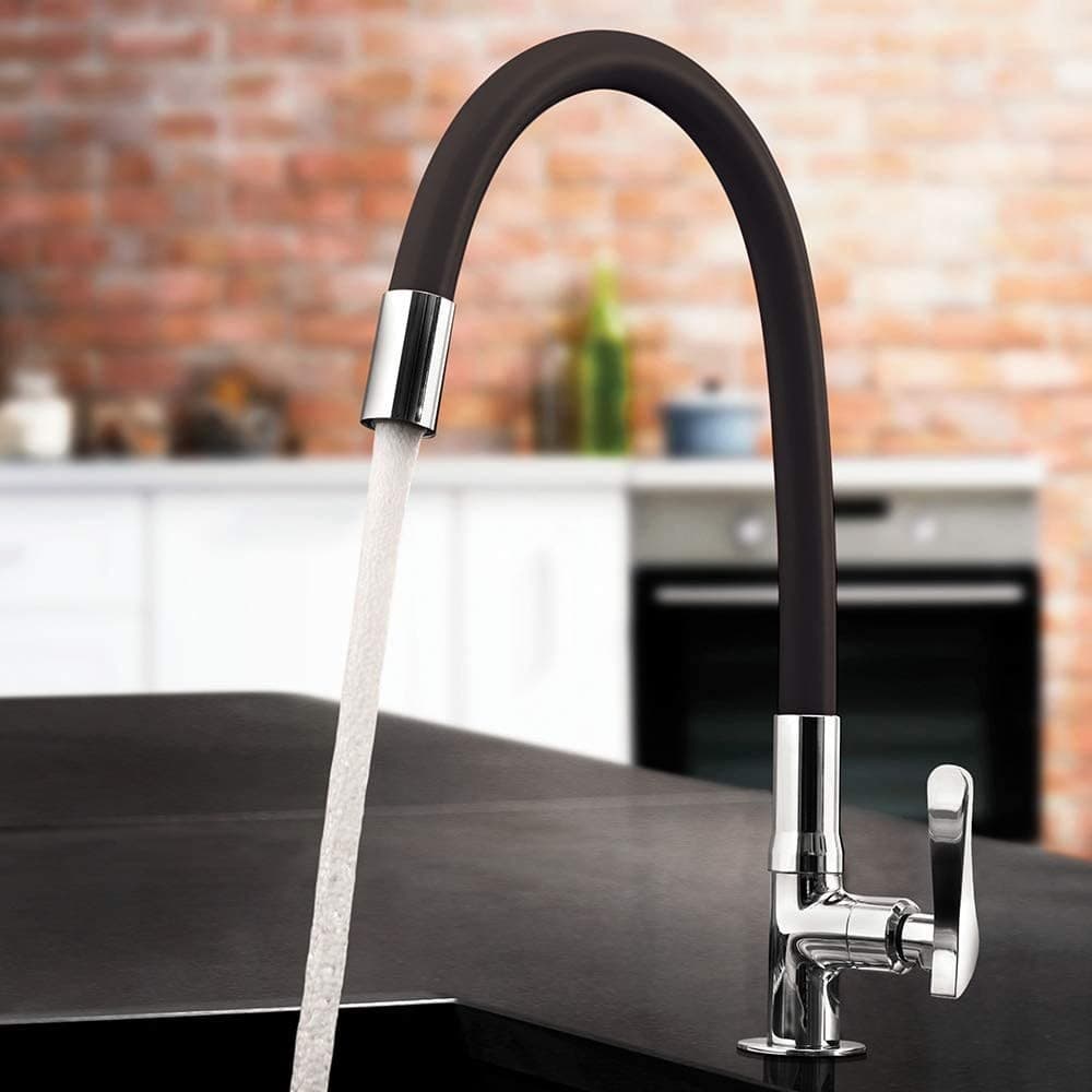 Torneira De Cozinha Gourmet Bancada 1/4 Volta Silicone Flexível Preta