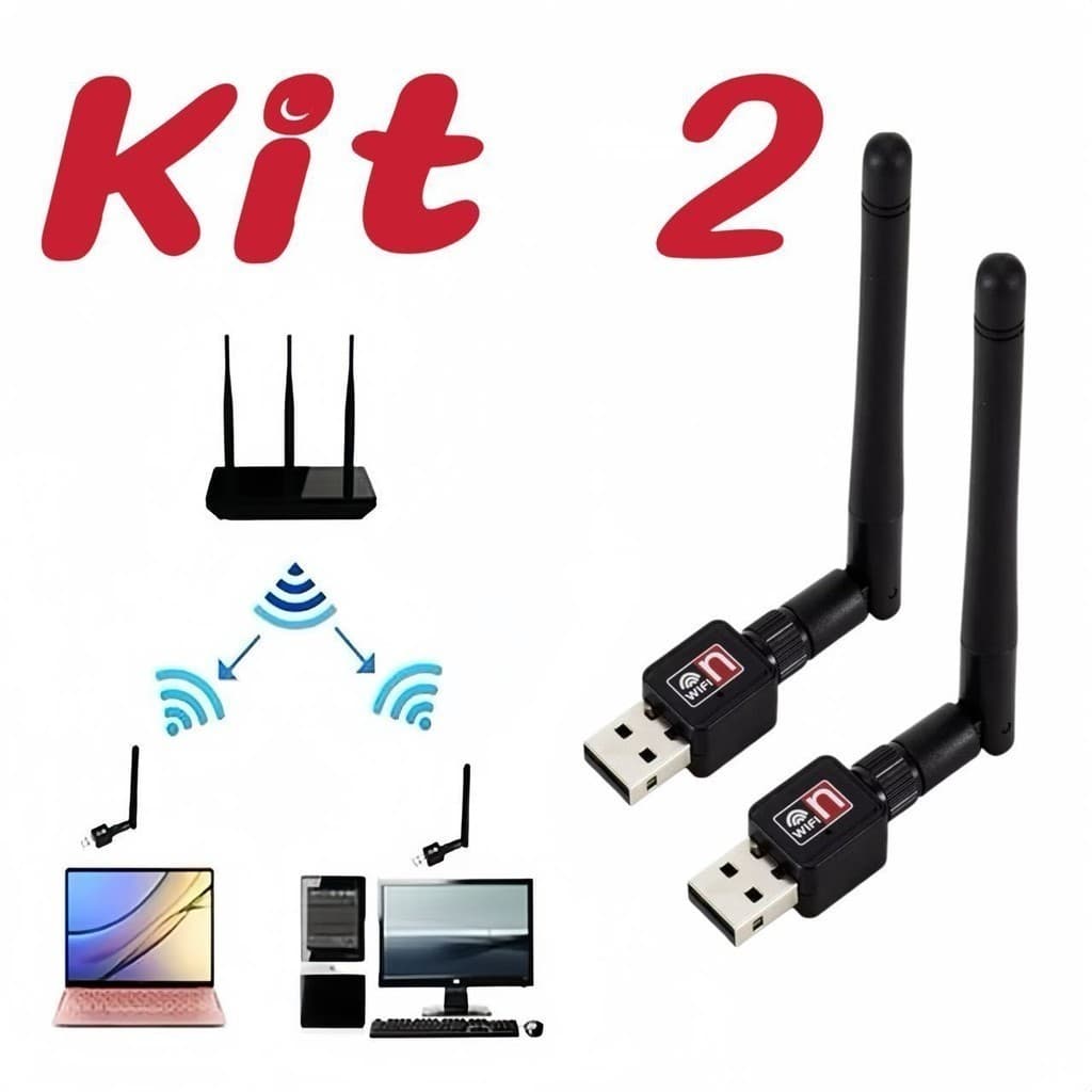 Kit 2  Antena Wi-fi Adaptador Wireless 1200mb/s Usb Pc Notebook  jorge