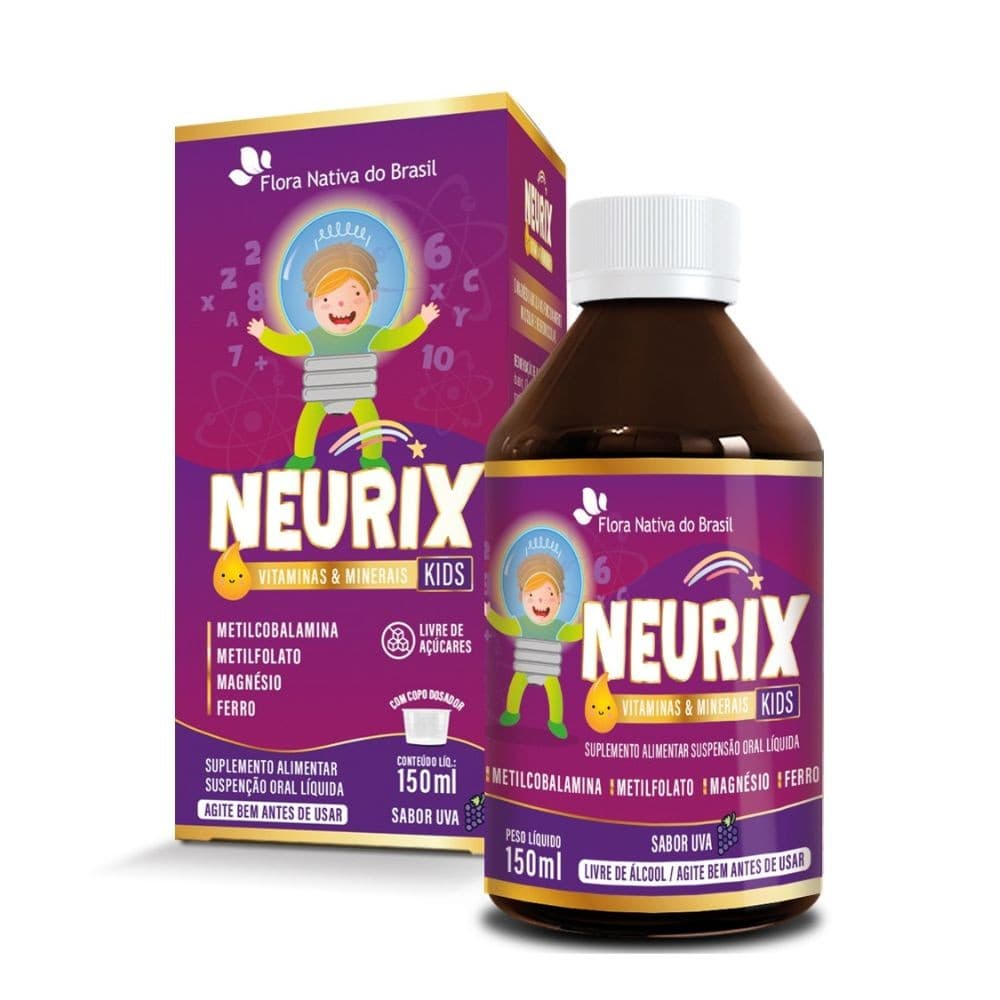 Neurix ( B12 Metilcobalamina, Ferro, Magnesio, Ácido Folico)150ml Sabor Uva