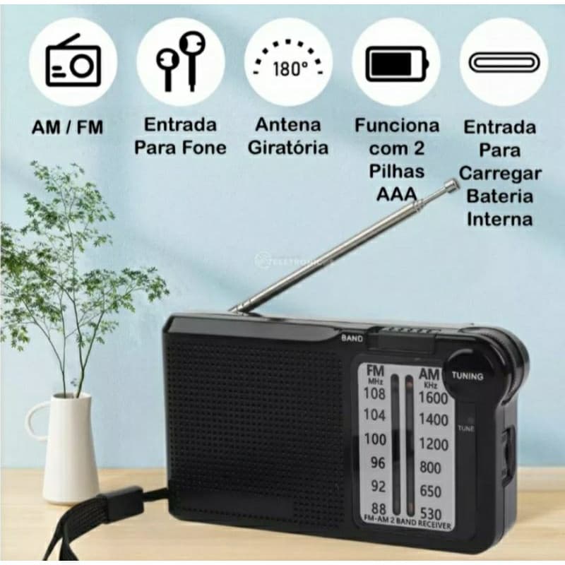 Rádio De Bolso Mini Portátil FM/AM 2 Bandas Retrô Altomex Modelo AL-355