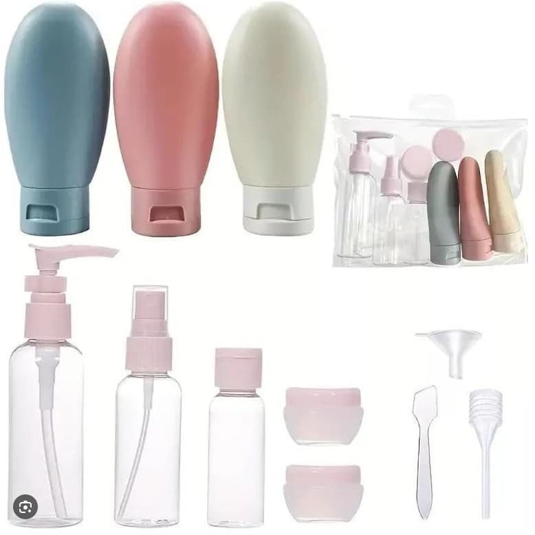 Kit 11 Frascos Viagem Shampoo Creme Sabonete Cuidados Pessoais-312629