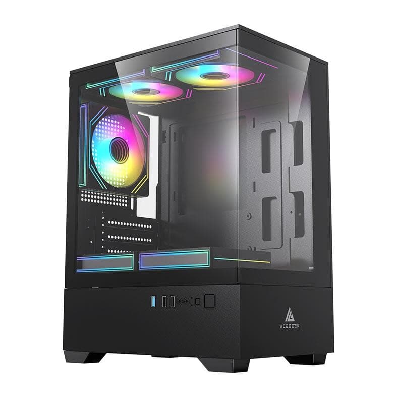Gabinete Gamer Acegeek Shadow, Mini-Tower, Lateral de Vidro, Preto, AG-SHADOW-BK