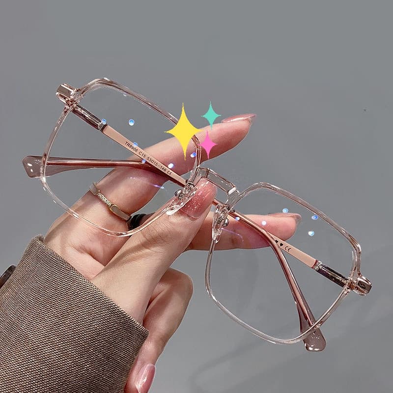 (JIUERBA) Óculos Quadrados Da Moda-0.5-1.0-1.5-2.0-2.5-3.0-3.5-4.0-4.5-5.0-5.5-6.0 Graus De Computador Anti-Luz Azul Par