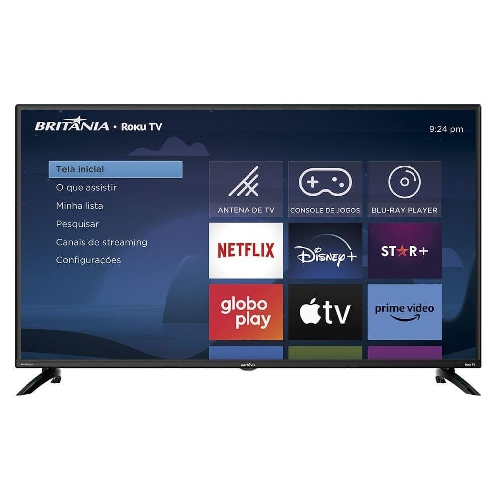 Smart TV Britânia BTV42G6FR2CP Full HD 42" Roku TV Inteligência Artificial, App mobile e  Dolby Audio