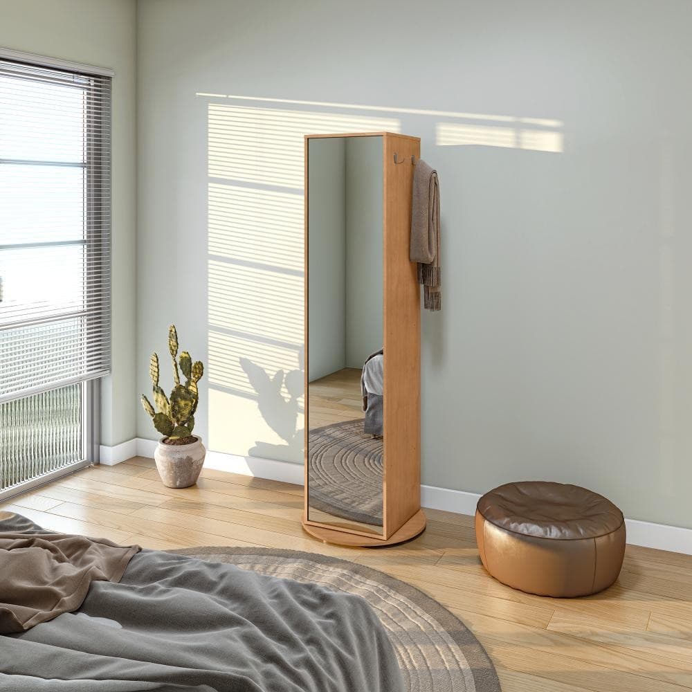 Sapateira Giratoria Esthela Com Espelho Amendoa Clean Lopas