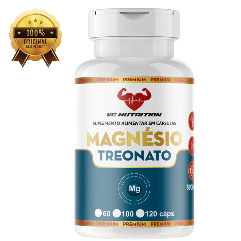 Magnésio L Treonato / 500mg / 120 Cápsulas/ Suplemento Alimentar/