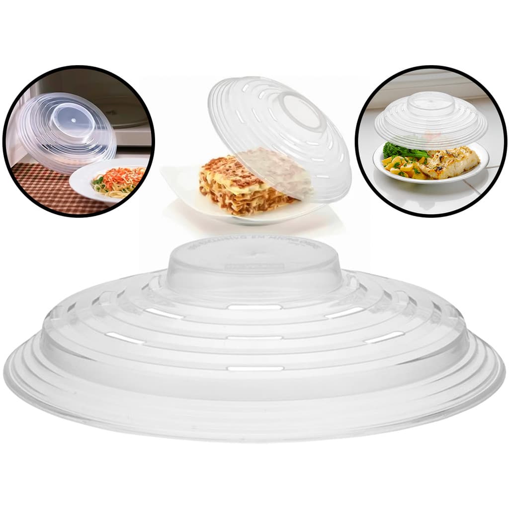 Tampa Plástico 25cm Protetora Micro-Ondas Pratos Tigelas Alimentos Cozinha Comida Anti Respingo