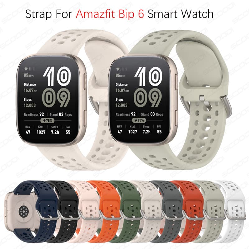 Pulseira De Silicone Para Huami Amazfit Bip 6 Smartwatch Relógio Inteligente Respirável Macia