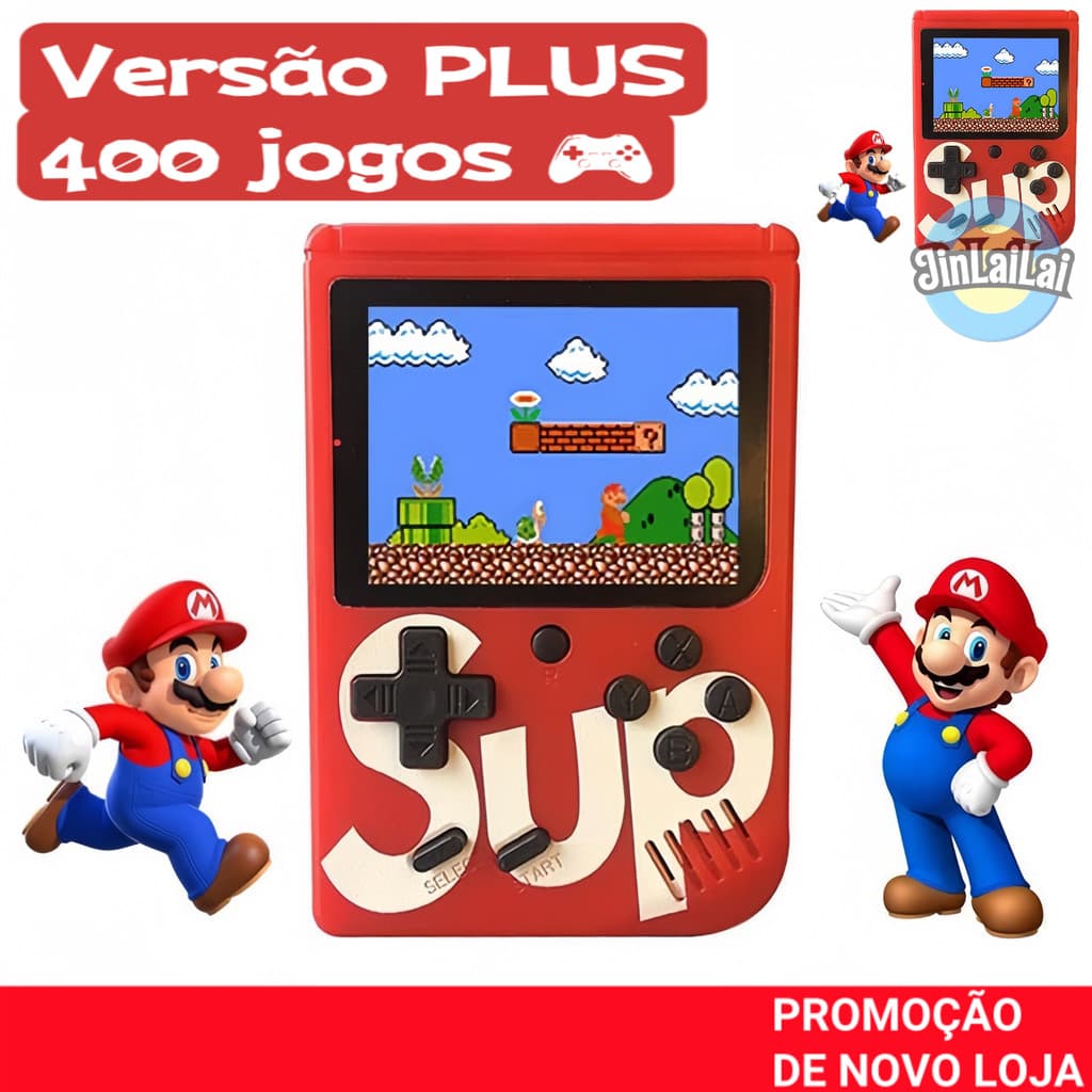 Joguinho Mini Sup Game Retro 400 jogos Nintendo Vídeo Portátil Playstation infantil Presente