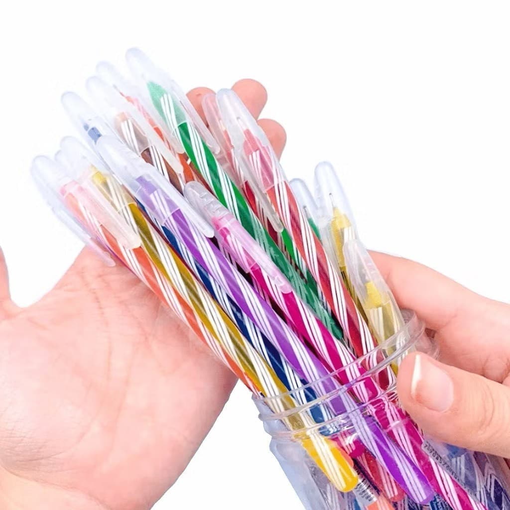 Kit de 10 a 50 Canetas Wow Espiral Ponta Fina 0,7mm Metálica Esferográfica Coloridas