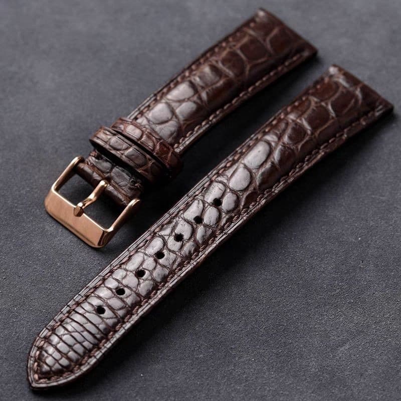 Pulseira De Couro De Jacaré Feita À Mão 20 22 Mm Preta E Marrom Universal Masculina Feminina , Adequada Para Relógio For