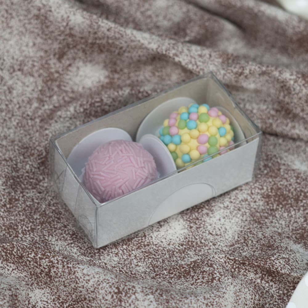 50 Caixas para 2 Doces 8x4x3 cm | Brigadeiros, Bombons, Trufas e Lembrancinhas  | Branco