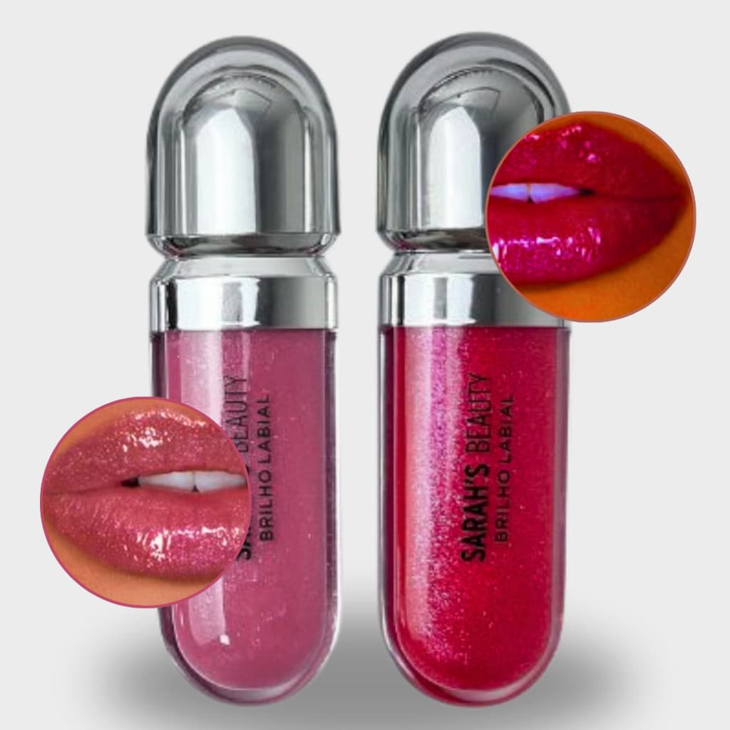 Kit 2 Gloss Labial Sarah's Beauty: brilho intenso e hidratação para lábios deslumbrantes Envio Já
