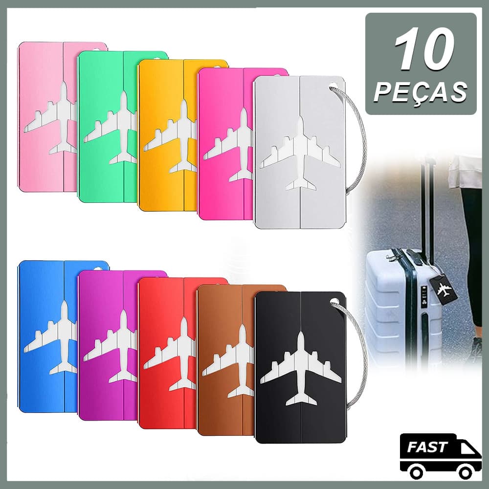 10  peças Tag de Mala - Etiquetas de Alumínio para Bagagens Nome Etiquetas De Identificação Endereço