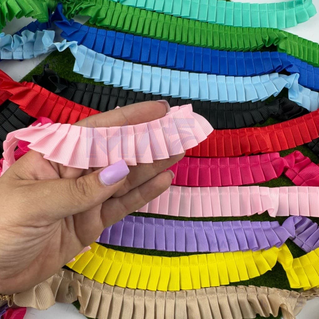 Fita Drapeada 22mm x 2 Metros Festa Infantil Personalizado de Luxo Gorgurão Babadinho Franzida TB1