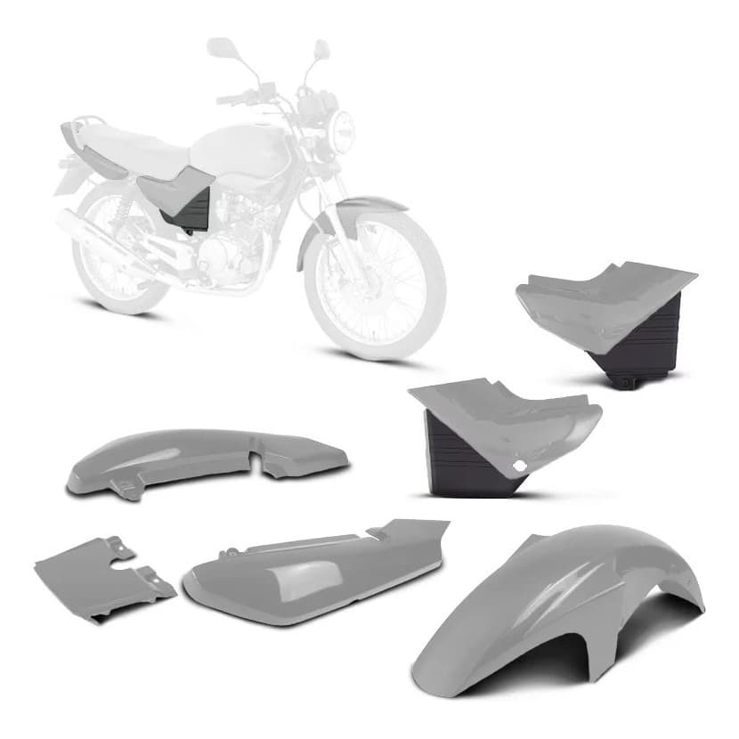 Kit Carenagem 3 Peças paralama rabeta tampa Yamaha Ybr 125 2004 2005 2006 2007 2008 Prata