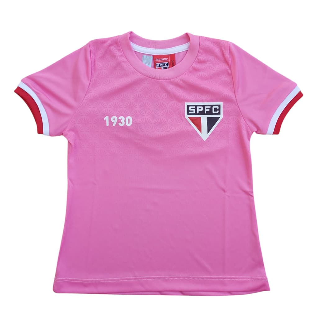 Camisa Infantil São Paulo Menina Rosa Oficial Braziline