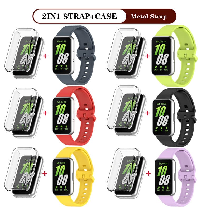 【Alça + capa】 Pulseira de relógio de silicone macio para Samsung Galaxy Fit 3 Fit3