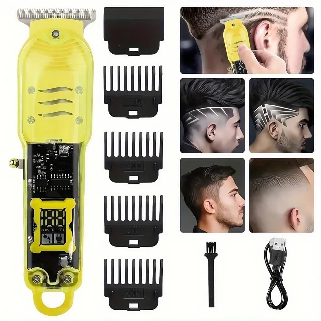Cortador de Cabelo Profissional Sem Fio com Display LCD Inteligente e Barbeador para Homens