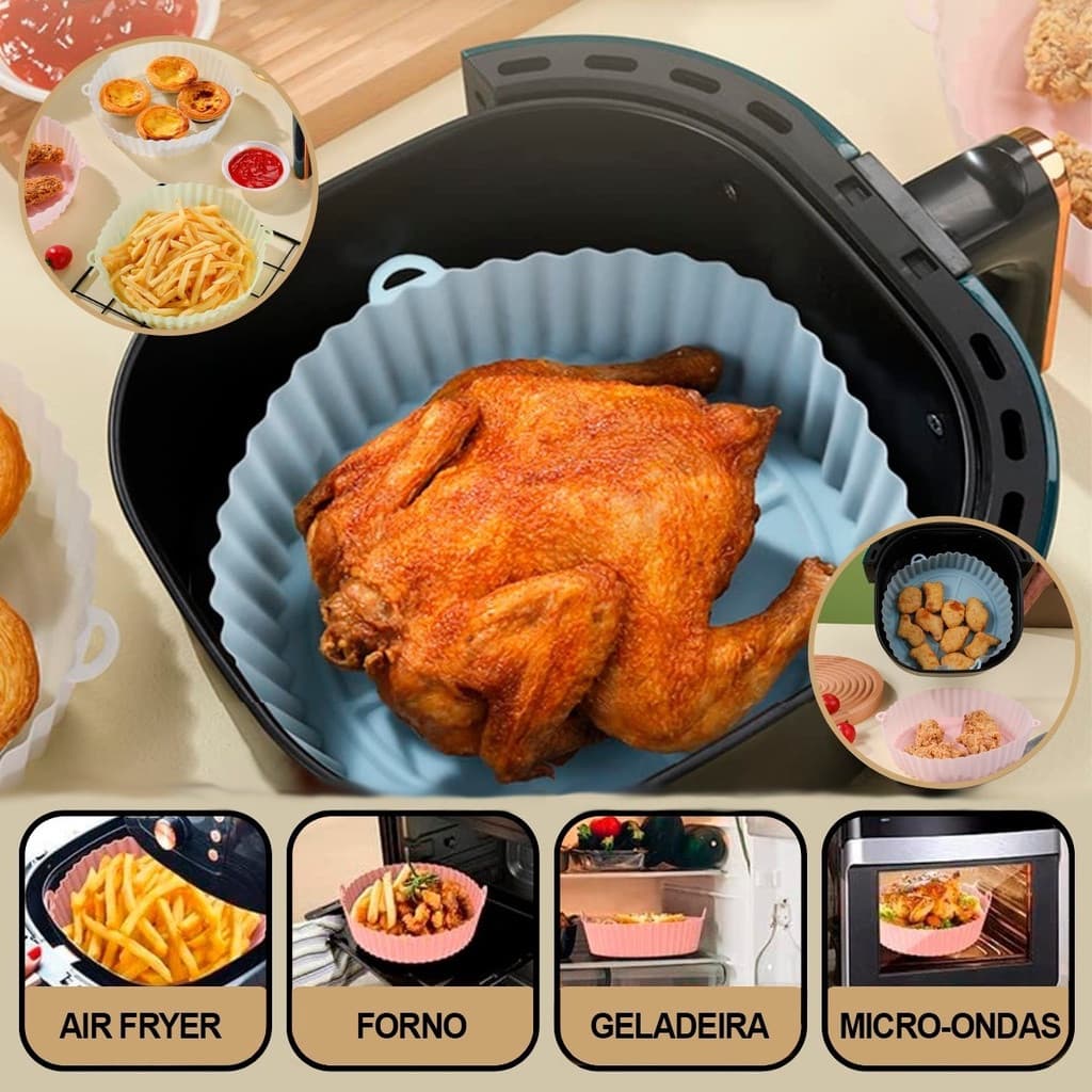 Formas Silicone Reutilizavel Protetor Air Fryer Microondas Forro Antiaderente Assadeiras