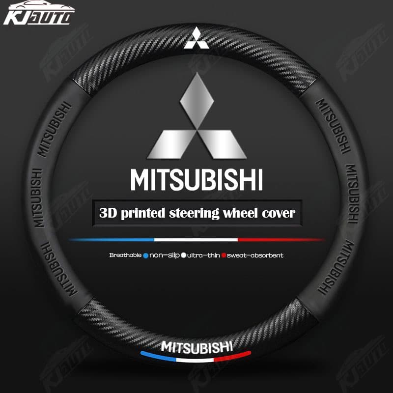 Capa De Volante De Fibra De Carbono De Couro De Luxo Mitsubishi Ralliart Acessórios Interiores De Carro Confortáveis E A