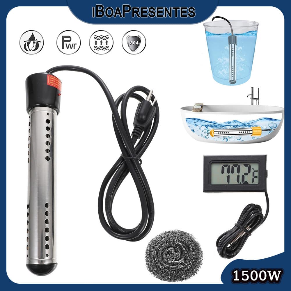 Aquecedor De Água De Imersão 1500w Portátil Com Termômetro iBoa Presentes