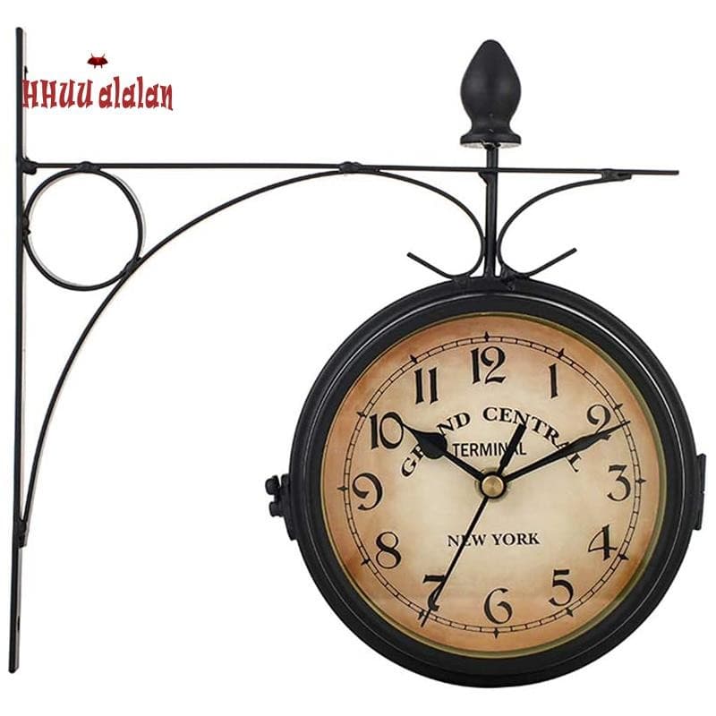 🌟Relógio De Parede Retrô Dupla Face Estilo Antigo Europeu Clássico De Ferro Forjado