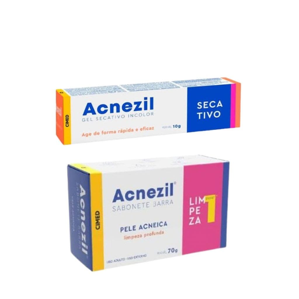 ANTI-ACNE E OLEOSIDADE monte seu kit Acnezil cimed SABONETE + GEL SECATIVO INCOLOR para espinhas