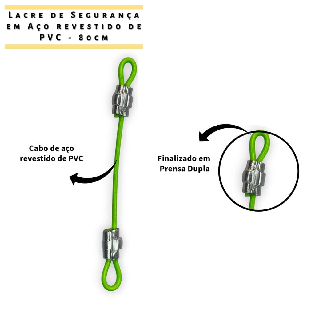 Lacre de Segurança Multiuso em Cabo de Aço Revestido 80cm - Bolsas Malas Armarios Bike Gopro